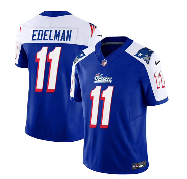 Men's New England Patriots #11 Julian Edelman Blue/White 2023 F.U.S.E. Vapor Limited Football Stitched Jersey